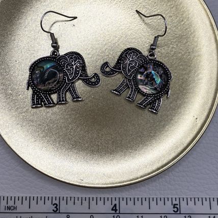 Elephant Earrings Abalone Center #962