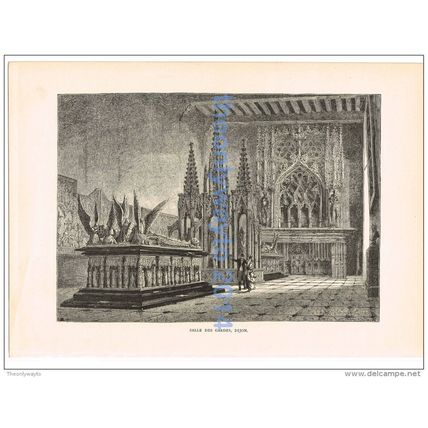 SALLE DES GARDES, DIJON, FRANCE, BOOK ILLUSTRATION, 1880