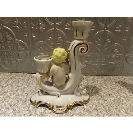 Painted China Double Candlesticks Made in Japan Cymbal player