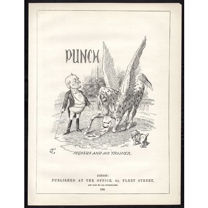 PEGASUS AND HIS TRAINER 1891 Sir John Tenniel - Joseph Swain PUNCH CARTOON PAGE