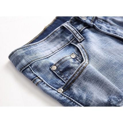 Men's Shorts Shorts Denim Stretch Slim Fit Shorts Ripped Jeans Midi Pants Casual