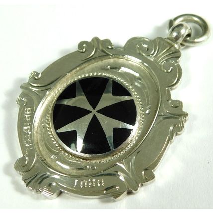 Solid Silver Enamel Albert Chain Fob Medal St John Ambulance Beavis Cup 1937