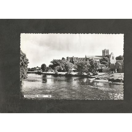 Postcard Dorset Christchurch Priory 1961