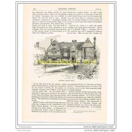 SOUTHALL MANOR HOUSE, BOOK ILLUSTRATION (PRINT), GREATER LONDON, c1883