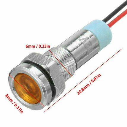 5 pcs 12V-24V 6mm LED Indicator Light Car Boat Dash Dashboard Panel Warning