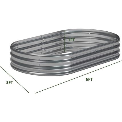Zizin 2 Pack Galvanized Raised Garden Bed Metal Oval Raised Garden Beds Outdoor