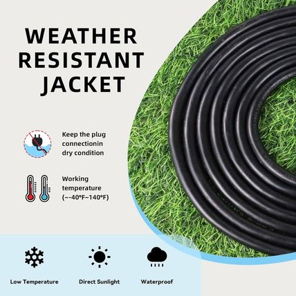 EP 50 Ft Outdoor Extension Cord - 12/3 SJTW Heavy Duty Black Extension Cable wit