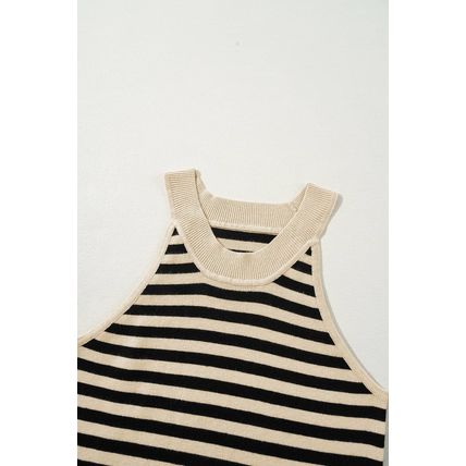 Black Stripe Crew Neck Slim Fit Sweater Vest