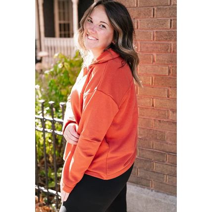 Orange O-ring Zipper Pocketed Plus Size Sweatshirt