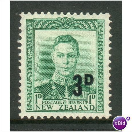 New Zealand stamps 1952 - SG 713 - surcharge 3d on 1d MH