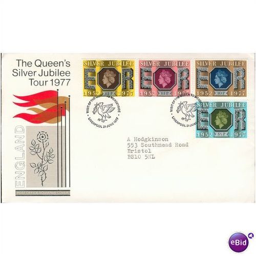 GB FDC 1977 - Silver Jubilee tour - Liverpool HS