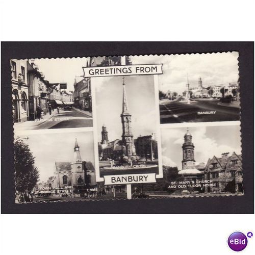 BANBURY 1965 MULTIVIEW VALENTINES REAL PHOTO NICE POST CARD STRATFORD ON AVON
