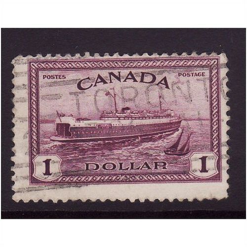 CANADA 1946 TRAIN FERRY $1 PURPLE SG 406 FINE USED #3