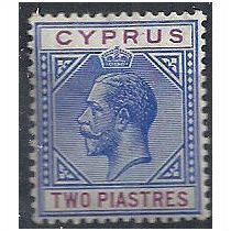 Cyprus 1913 SG78 2 Piastres Blue & Purple Mounted Mint . .