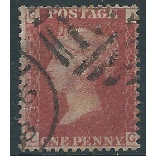 1858 SG43 1d Red Plate 98 Good/Fine Used Check Letters "LG"