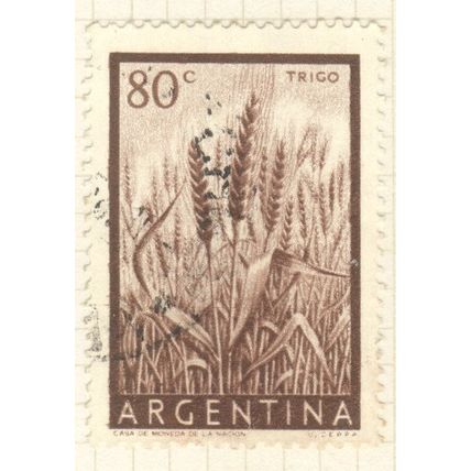 Argentina stamps 1954 - 80c brown - Trigo - used