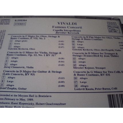 VIVALDI - FAMOUS CONCERTI - CDALBUM1989 - 1DISC
