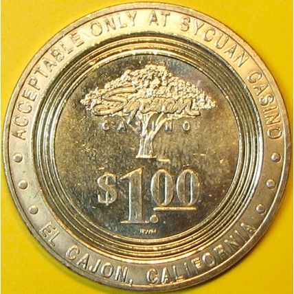 Sycuan. $1 Casino Token. El Cajon, CA. P93.
