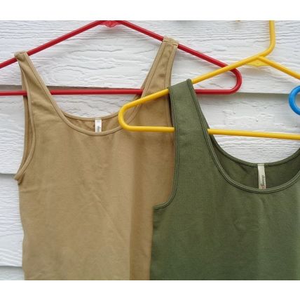 3 Skinnytees Tank Tops NWOT OS Olive Yellow Tan Skinny Tees