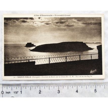 vintage postcard Saint Malo - Sunset on the Big Bé