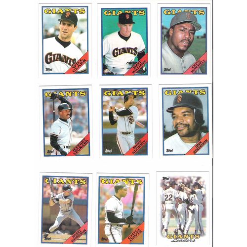 1988 Topps baseball San Francisco Giants team set with trades 31 cards