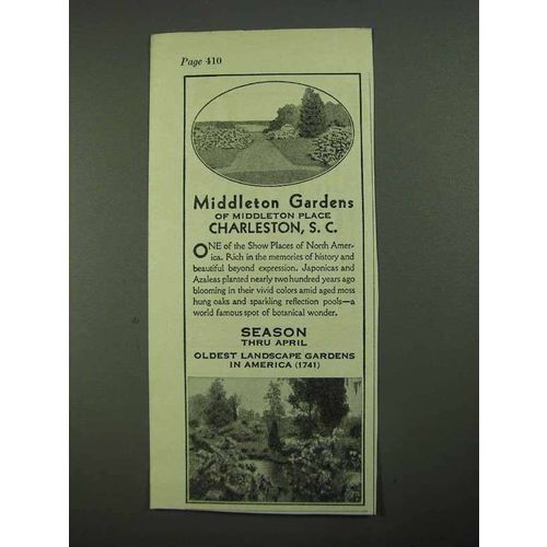 1931 Middleton Gardens Charleston, S.C. Ad