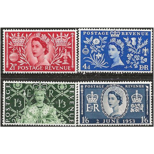 1953 Coronation Set SG532-535 Light Mounted Mint. . .