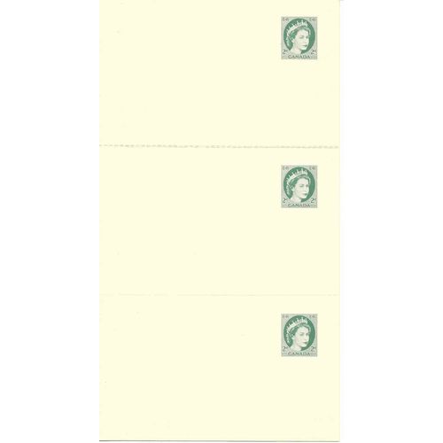 Canada #P89b Postal Card MINT Mimeo Rouletted Strip of 3 (Cat $50)