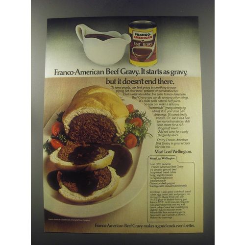 1972 Franco-American Beef Gravy Advertisement - recipe for Meat Loaf Wellington
