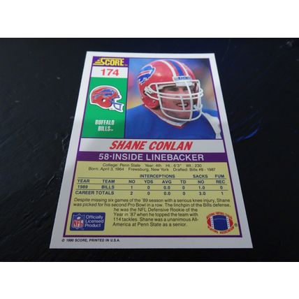 1990 Score Football Card # 174 Shane Conlan Excellent-Mint (6) Buffalo Bills