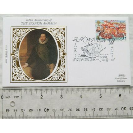 1988 first day cover Spanish Armada Benham Silk BS22 limited edition