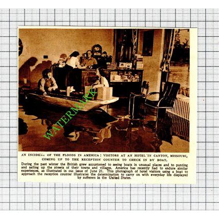 Canton Missouri USA Hotel Flood - 1947 Cutting