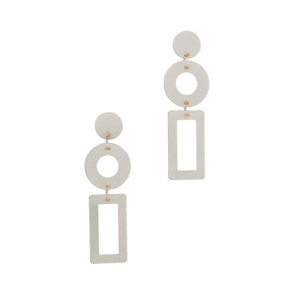 New Cut Out Rectangular Shape Post Drop Earrings