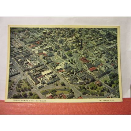 aerial view, CHRISTCHURCH CITY, NEW ZEALAND used postcard 1973 =