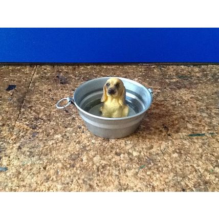 Dog in a Tin Bath (4) 1:12th Dolls House Miniature