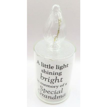 Memorial Glass Special Grandma LED Candle Shaped Ornament 17 CM Gift Grief