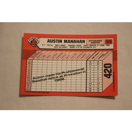 Austin Manahan 1989 Bowman TIFFANY NO. 420