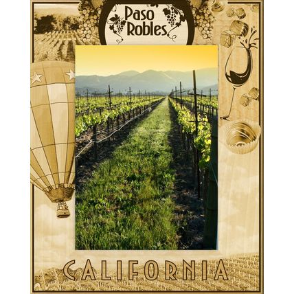 Paso Robles California Laser Engraved Wood Picture Frame Portrait (8 x 10)