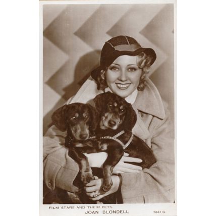 Joan Blundell Film Stars & Their Pets Rare Real Photo Postcard
