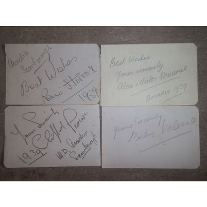 Autographs Arcadia Theatre Scarborough 1939 Rene Horrox Dallimore Pearson Bahs