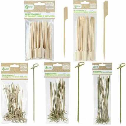 Biodegradable Bamboo Paddle Skewers BBQ Grill Kebab Party Stick Fondue Cocktail