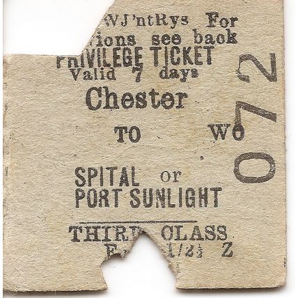 L.M.S & G.W. Joint Rlys. Edmondson Ticket - Chester to Spital or Port Sunlight