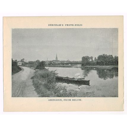 Abingdon River Thames / Sutton Courtenay Church & Village 1900 Antique Print