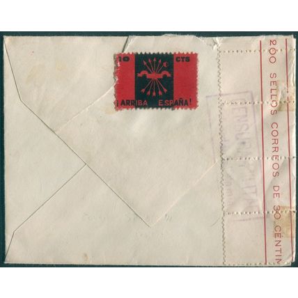Spain 1938 Civil War miltary censorship cover to UK
