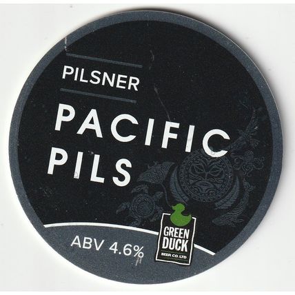 UNUSED KEG CLIP FRONT - GREEN DUCK BEER CO - PACIFIC PILS PILSNER