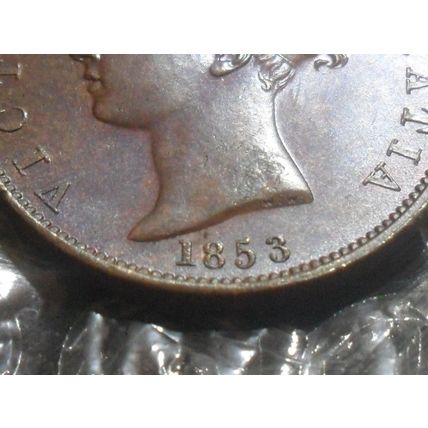 1853 Victoria half-penny.