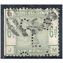 1883 SG194 6d Dull Green Good Used PERFIN "CSL".