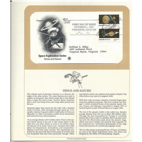 SPACE EXPLORATION SERIES : Venus / Saturn 'OFFICIAL FIRST DAY of ISSUE ' (1991)