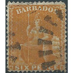 Barbados 1870 SG33 6d Orange Good+/Fine Used .. ..