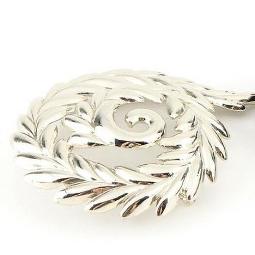 Monet Signed Swirl Brooch Silver Tone Bright Finish 3" Costume Jewelry
